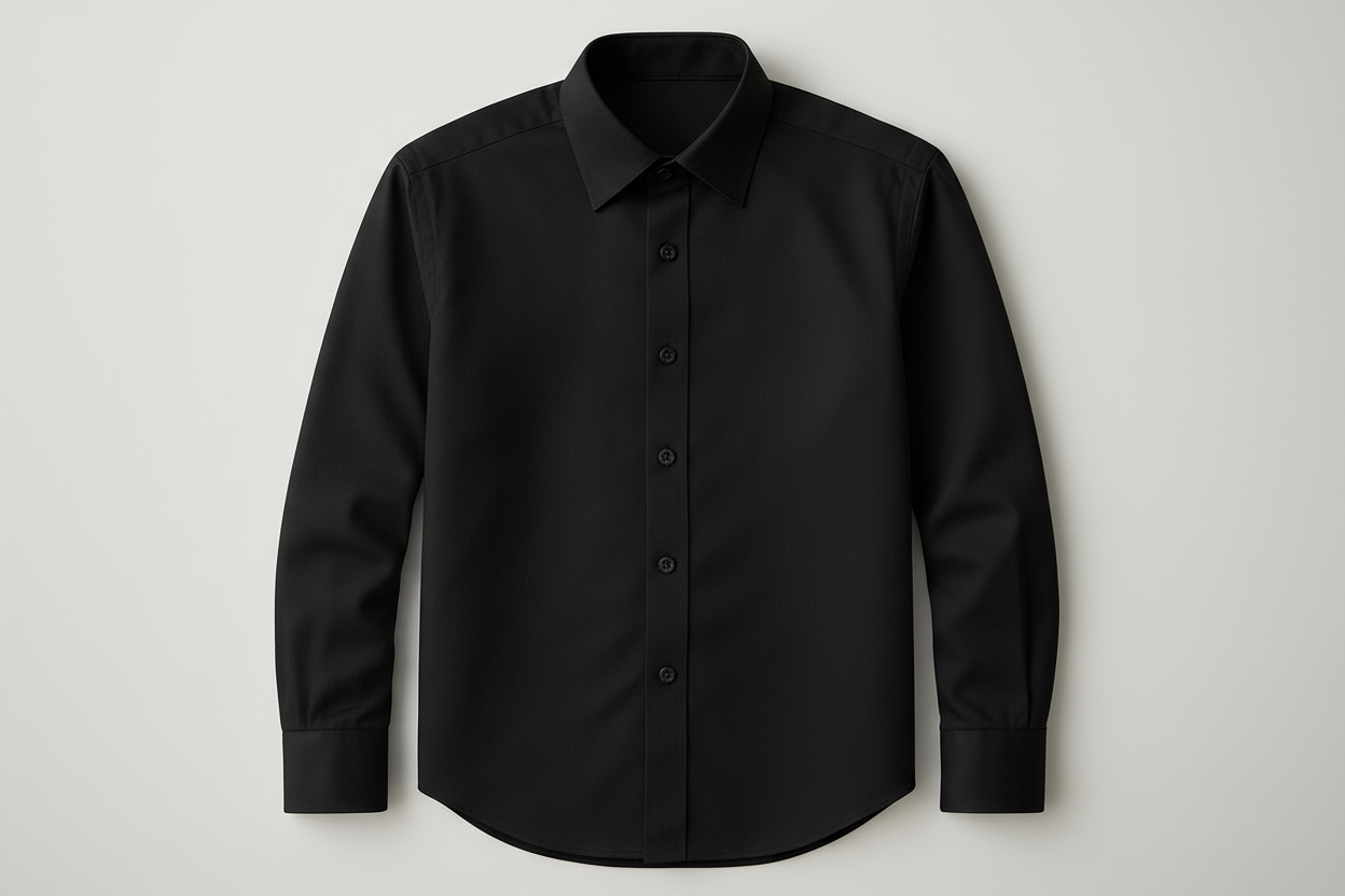 Men's black long sleeve dress shirt - non-iron business attire