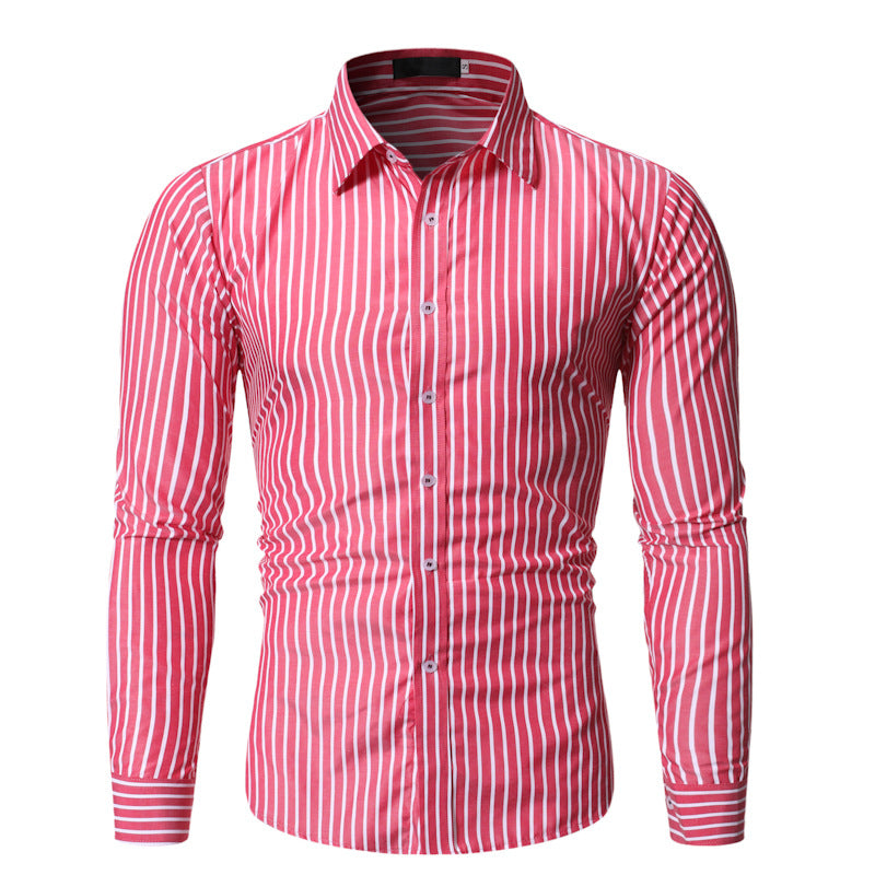 Men's Striped Business Casual Shirt - Long Sleeve Dress Shirt