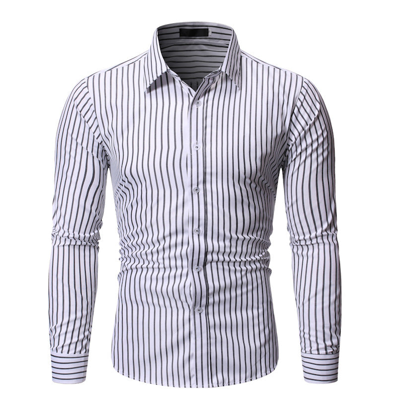 Men's Striped Business Casual Shirt - Long Sleeve Dress Shirt