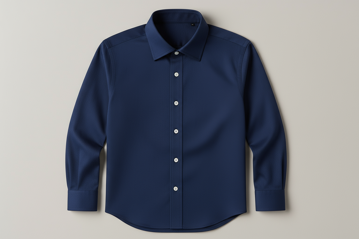 Men's navy blue long sleeve dress shirt - professional business attire