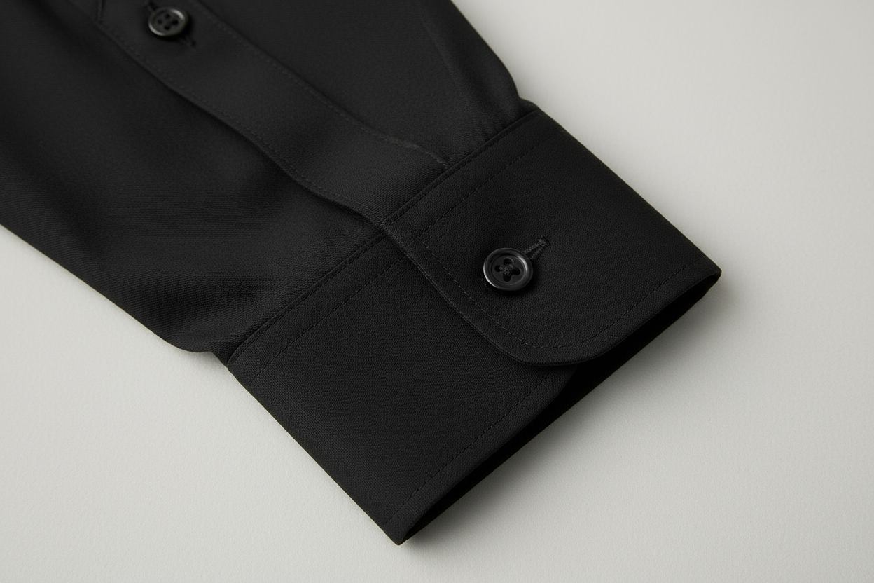 Black shirt cuff detail - tailored fit