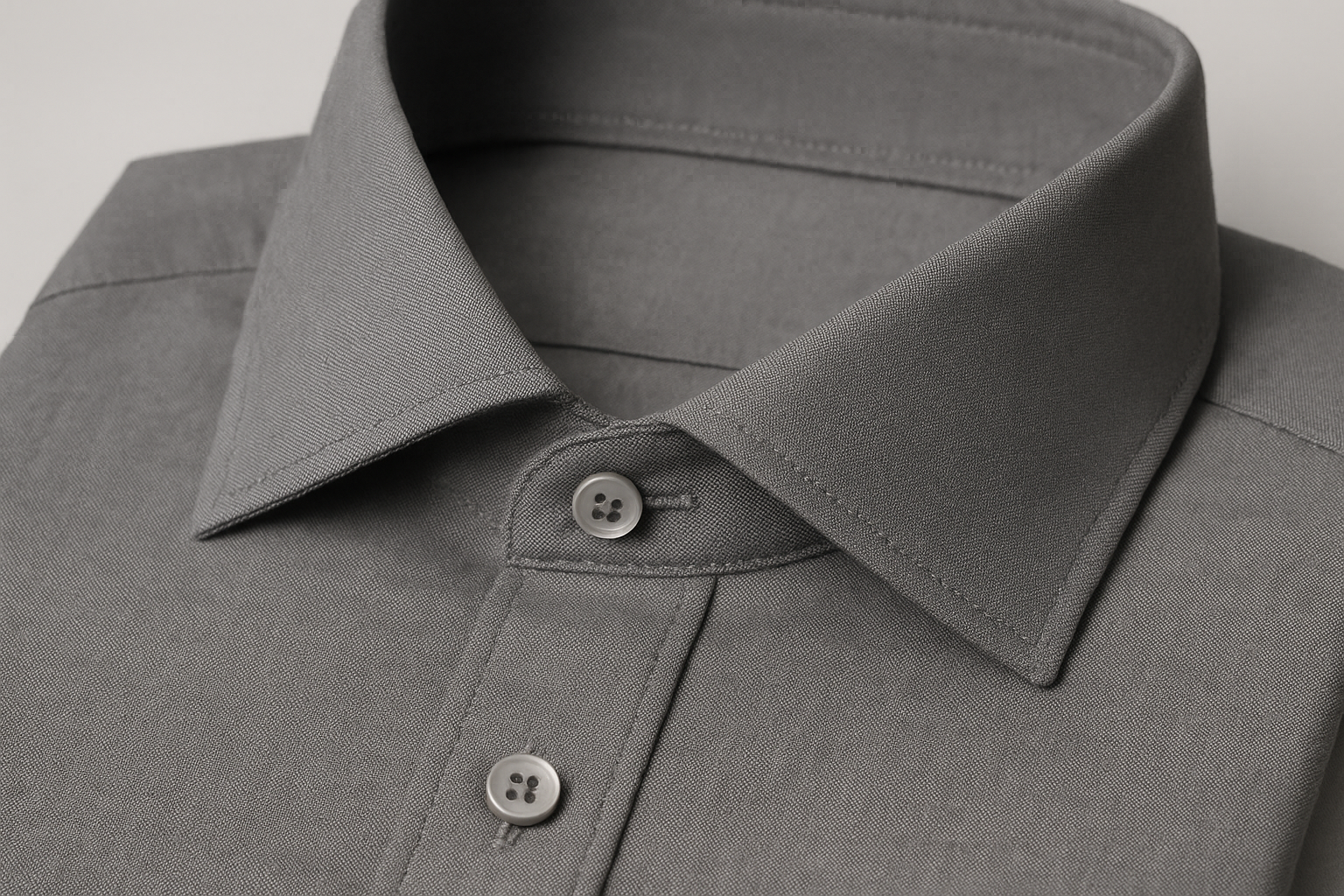 Grey dress shirt collar detail - premium quality