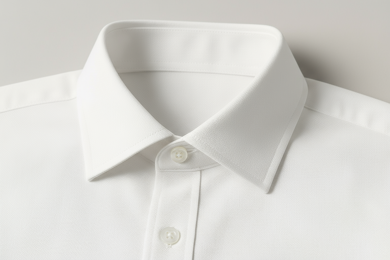 White dress shirt collar detail - premium quality