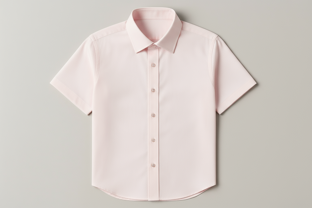 Men's pink short sleeve business shirt - modern style