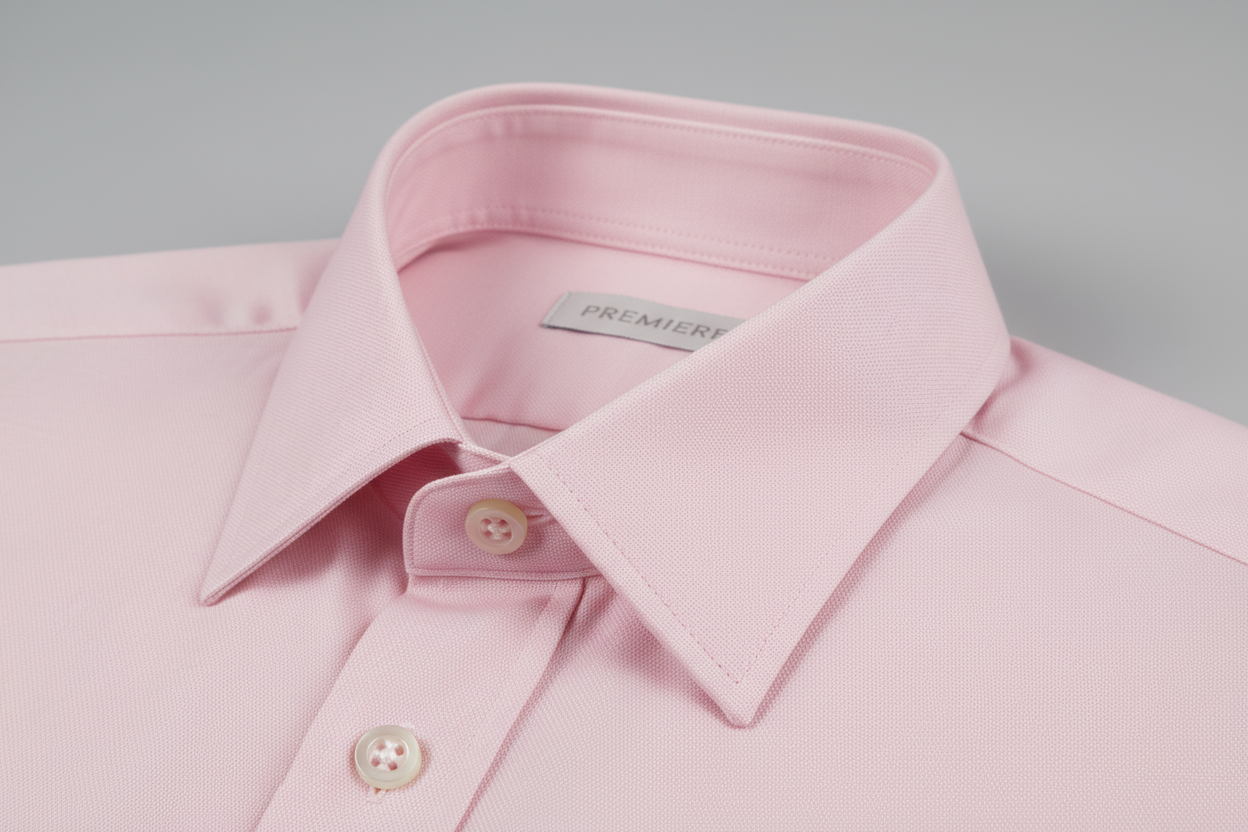 Pink short sleeve shirt collar detail - premium quality