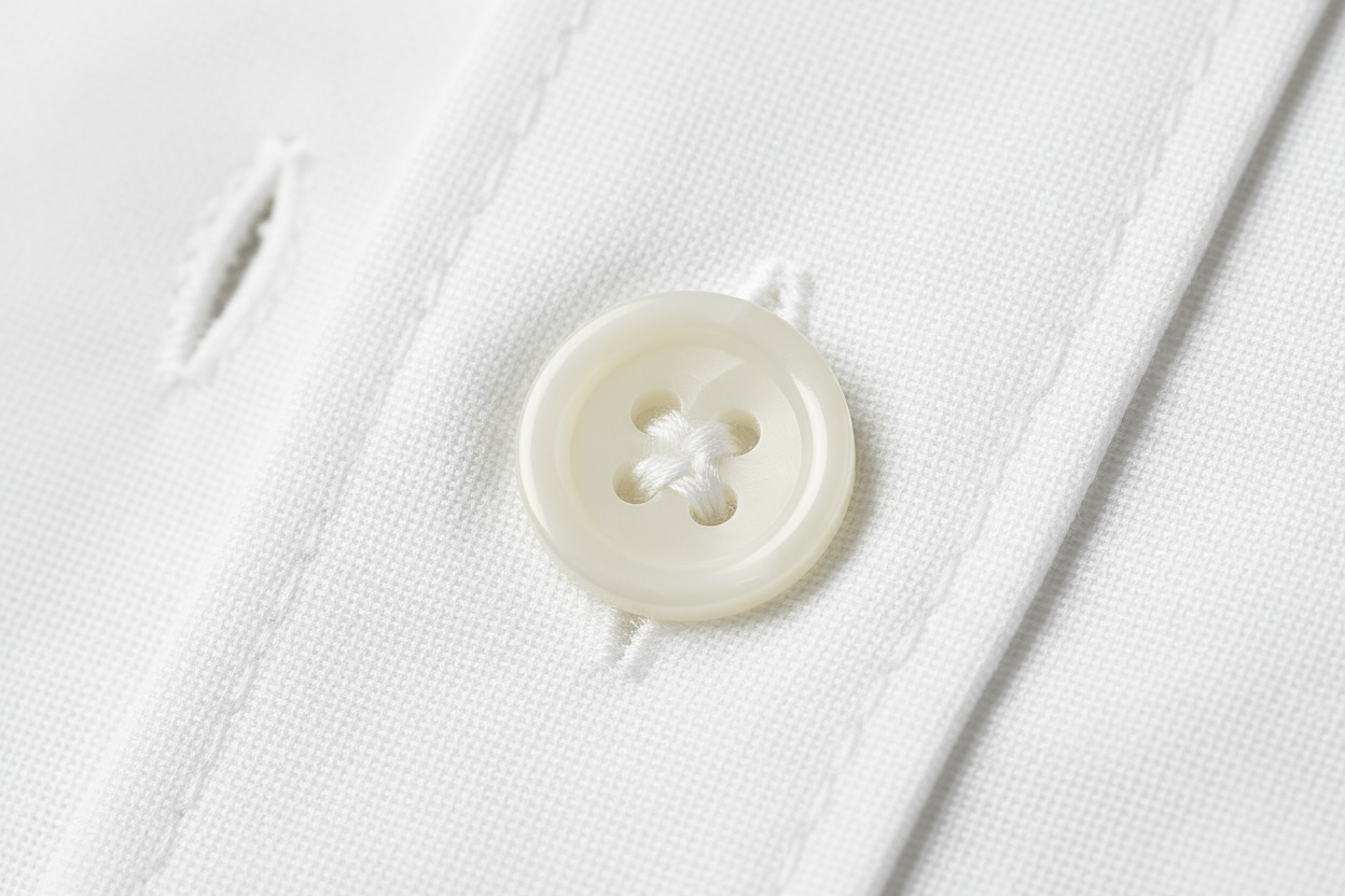 White dress shirt button detail close-up