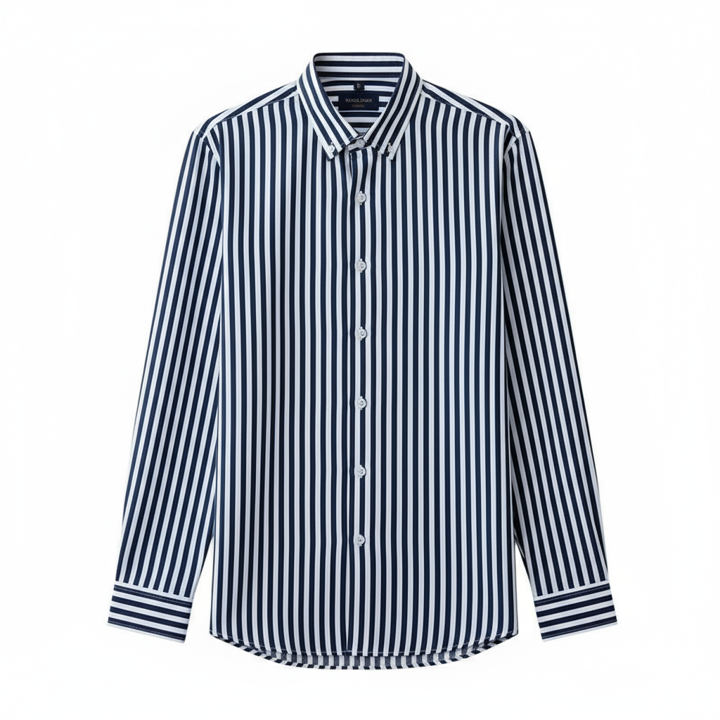 Men's Classic Blue Striped Dress Shirt - Business Casual