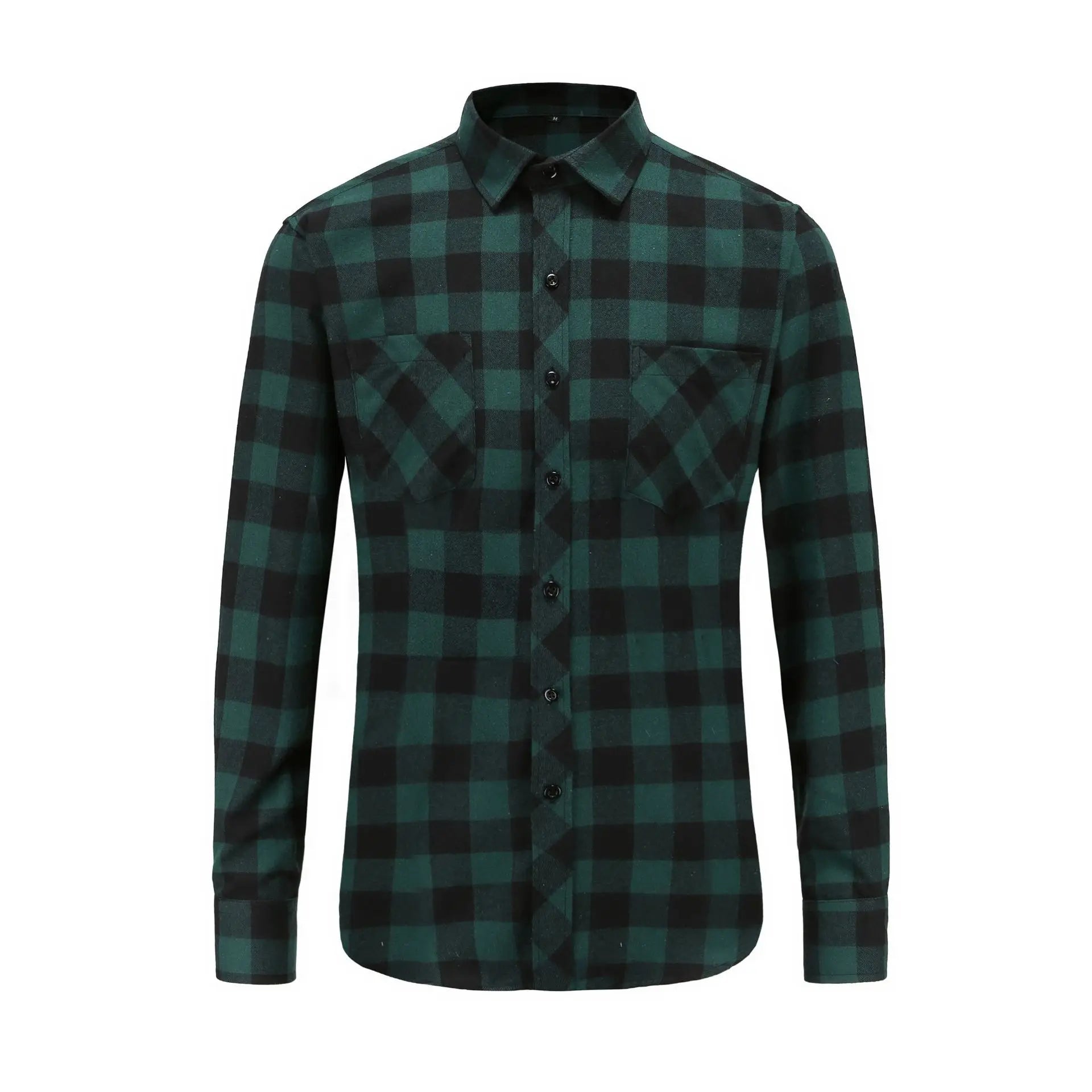 Men's Long Sleeve Plaid Shirt - Double Pocket Casual Button-Up Cardigan
