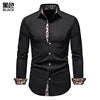 Men's Court Style Formal Shirt - Floral Patchwork Long Sleeve Lapel Casual Shirt
