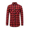 Men's Long Sleeve Plaid Shirt - Double Pocket Casual Button-Up Cardigan