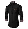 Men's Denim Shirt - Long Sleeve Casual Slim Fit Cotton Shirt
