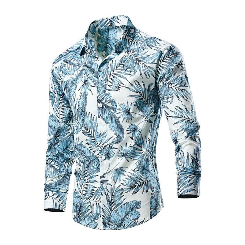 Men's Floral Print Hollow Out Shirt - Long Sleeve Casual Plus Size
