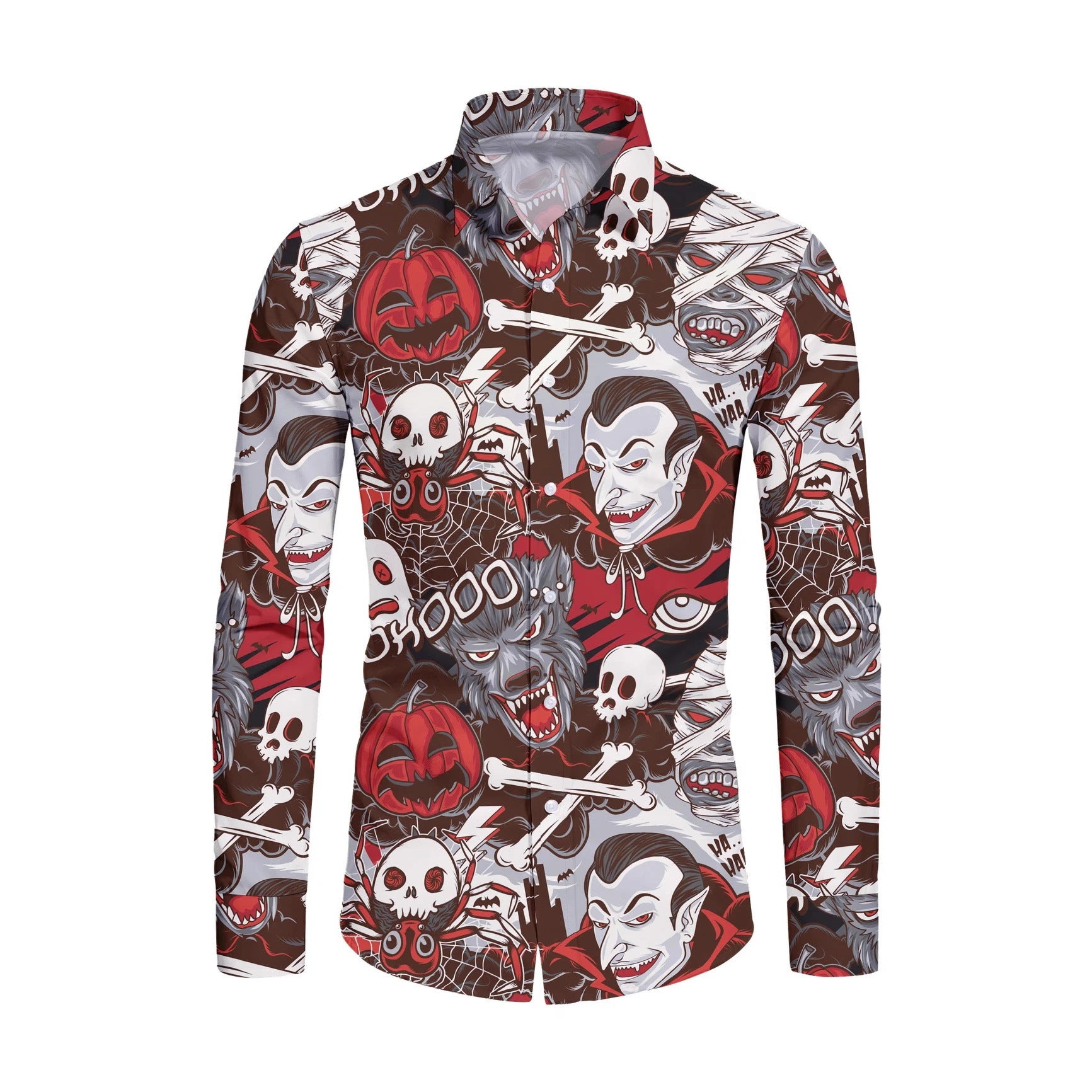 Men's Casual Lapel Collar Shirt - Long Sleeve Resort Style Shirt