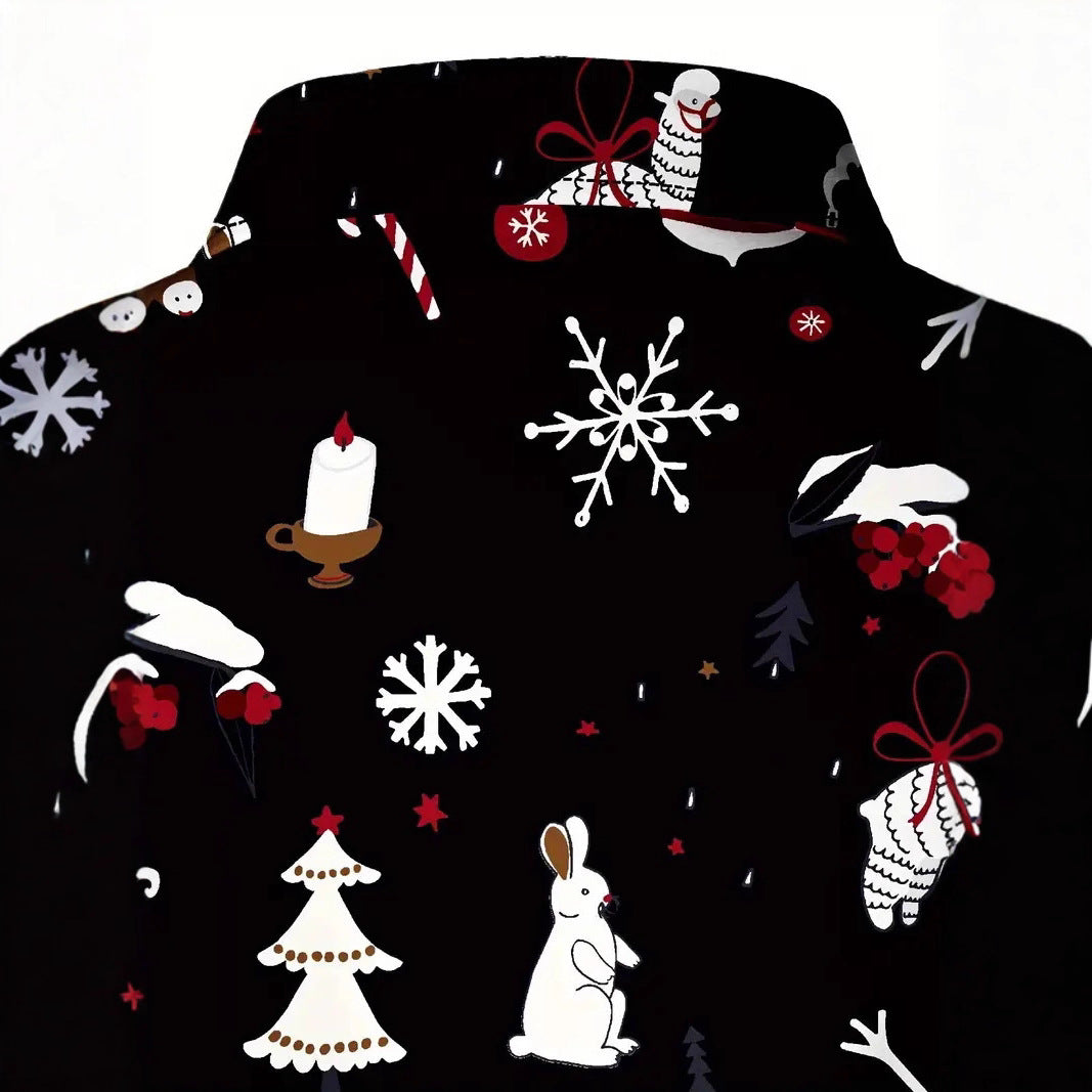 Men's 3D Digital Floral Print Shirt - Long Sleeve Casual Shirt