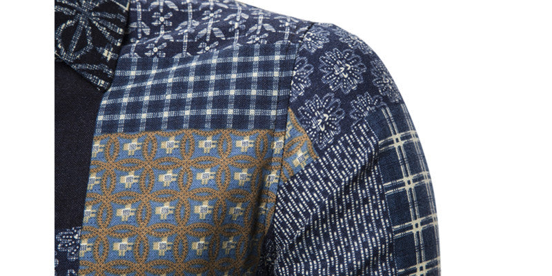 Men's Ethnic Print Shirt - Slim Fit Long Sleeve Casual Plus Size