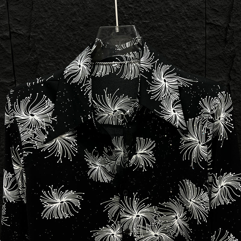 Men's Western Style Print Shirt - Long Sleeve Casual Shirt