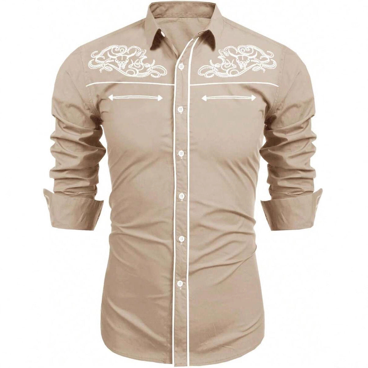 Men's Western Style Print Shirt - Long Sleeve Casual Shirt