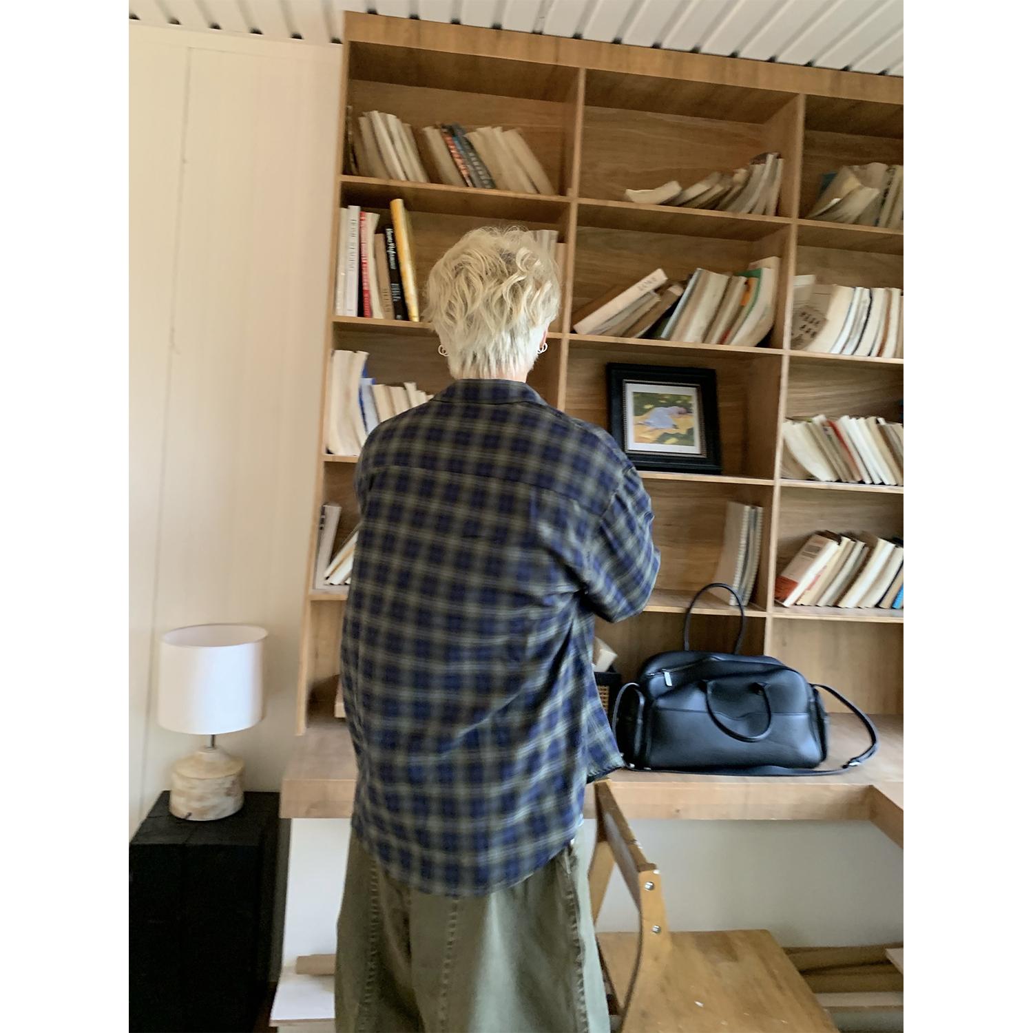 Men's casual plaid shirt - back view