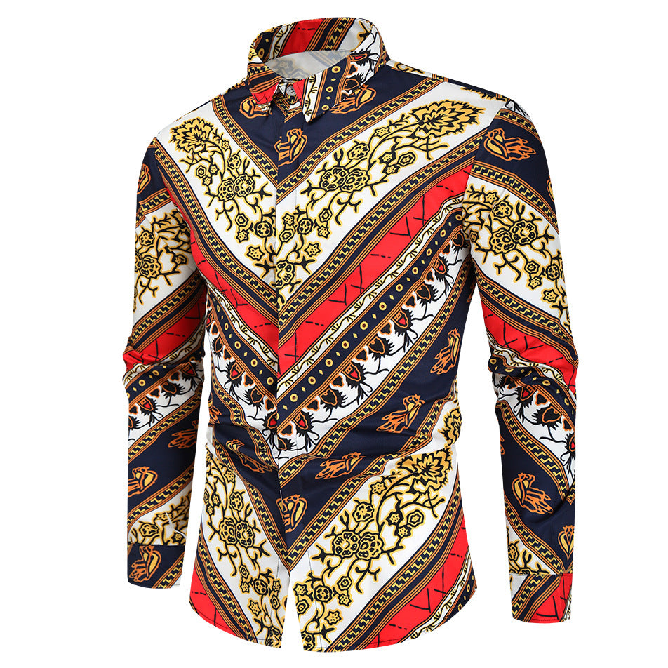 Men's 3D Digital Print Shirt - Long Sleeve Fashion Plus Size