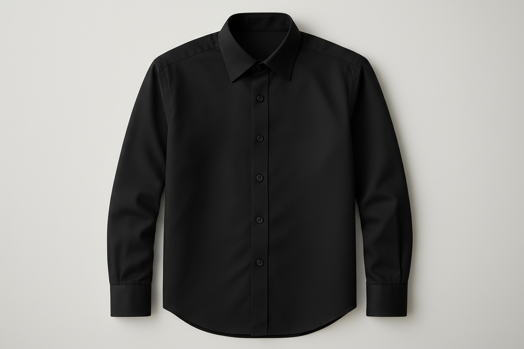 Men's black long sleeve dress shirt - non-iron business attire
