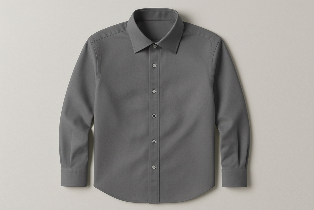 Men's grey long sleeve dress shirt - professional business attire