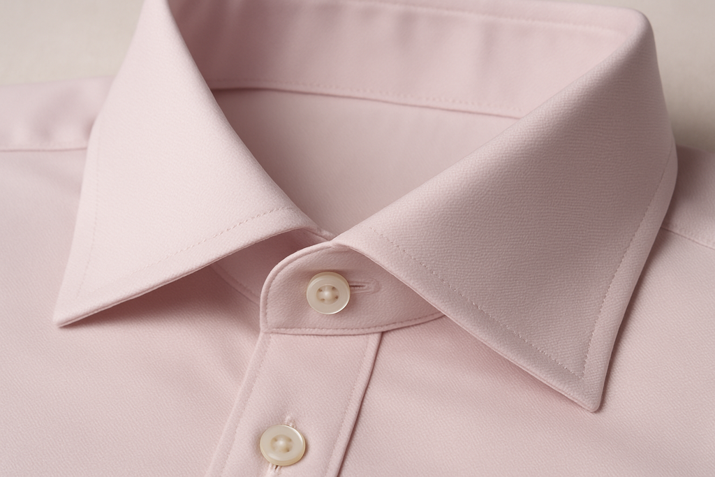 Light pink dress shirt collar detail - premium quality