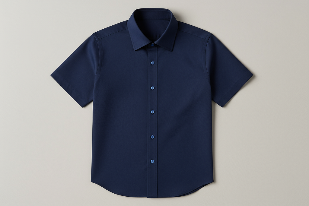 Men's navy blue short sleeve dress shirt - professional business attire