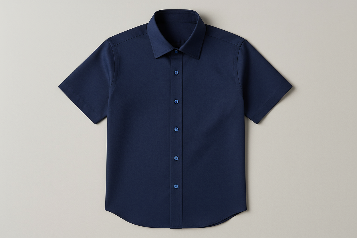 Men's navy blue short sleeve dress shirt - professional business attire