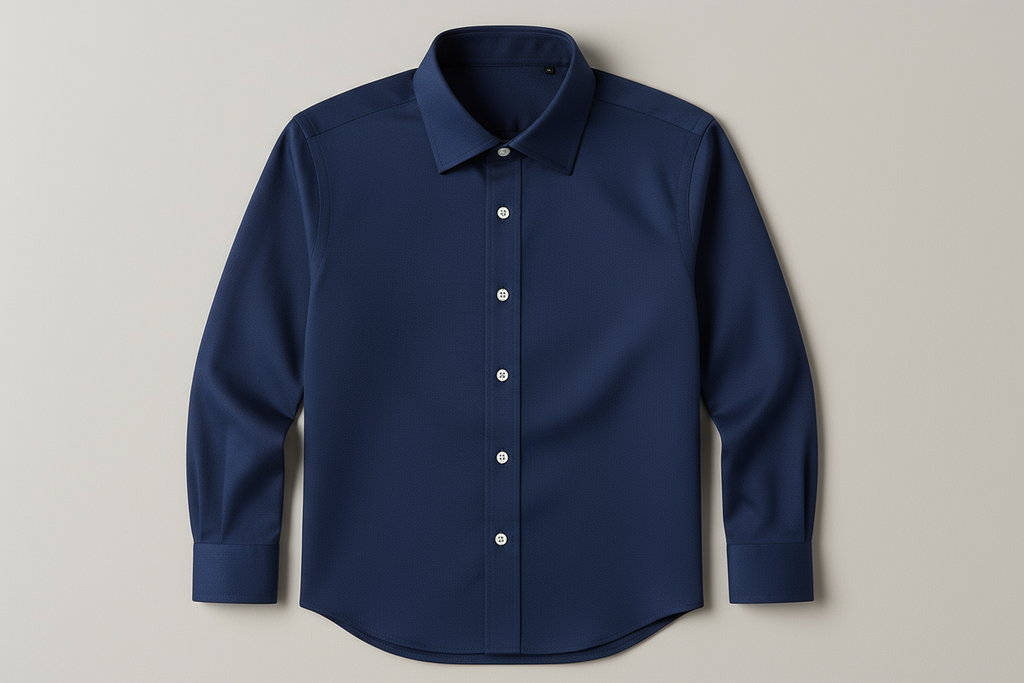 Men's navy blue long sleeve dress shirt - professional business attire