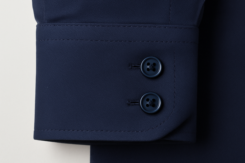 Navy blue shirt cuff detail - tailored fit