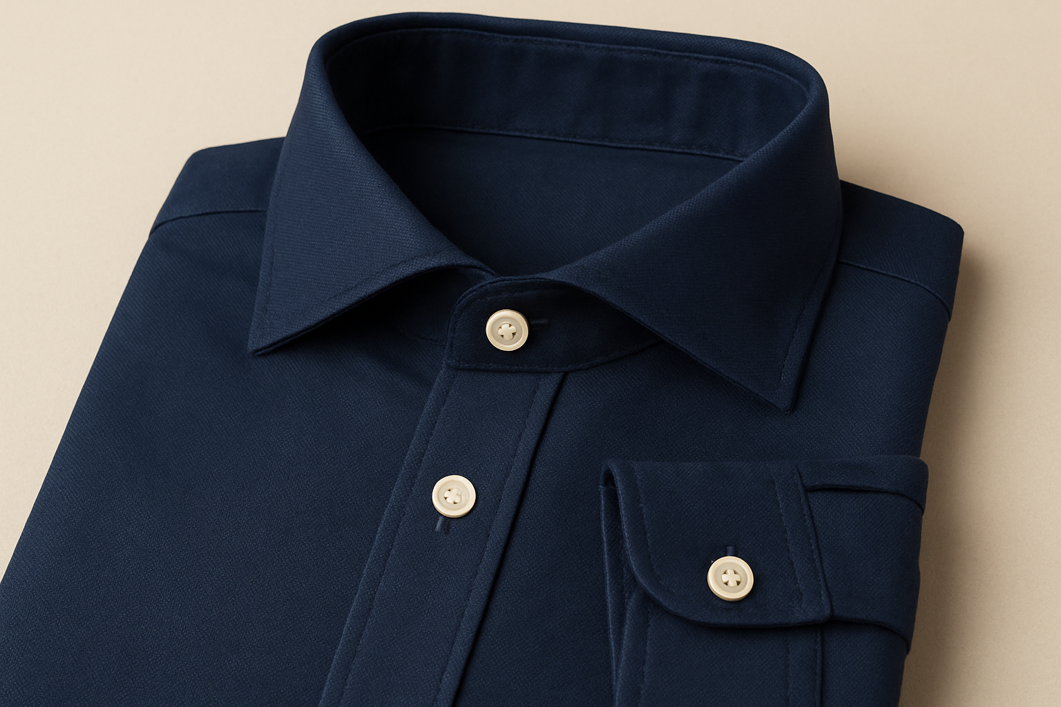 Navy blue dress shirt fabric detail - premium quality