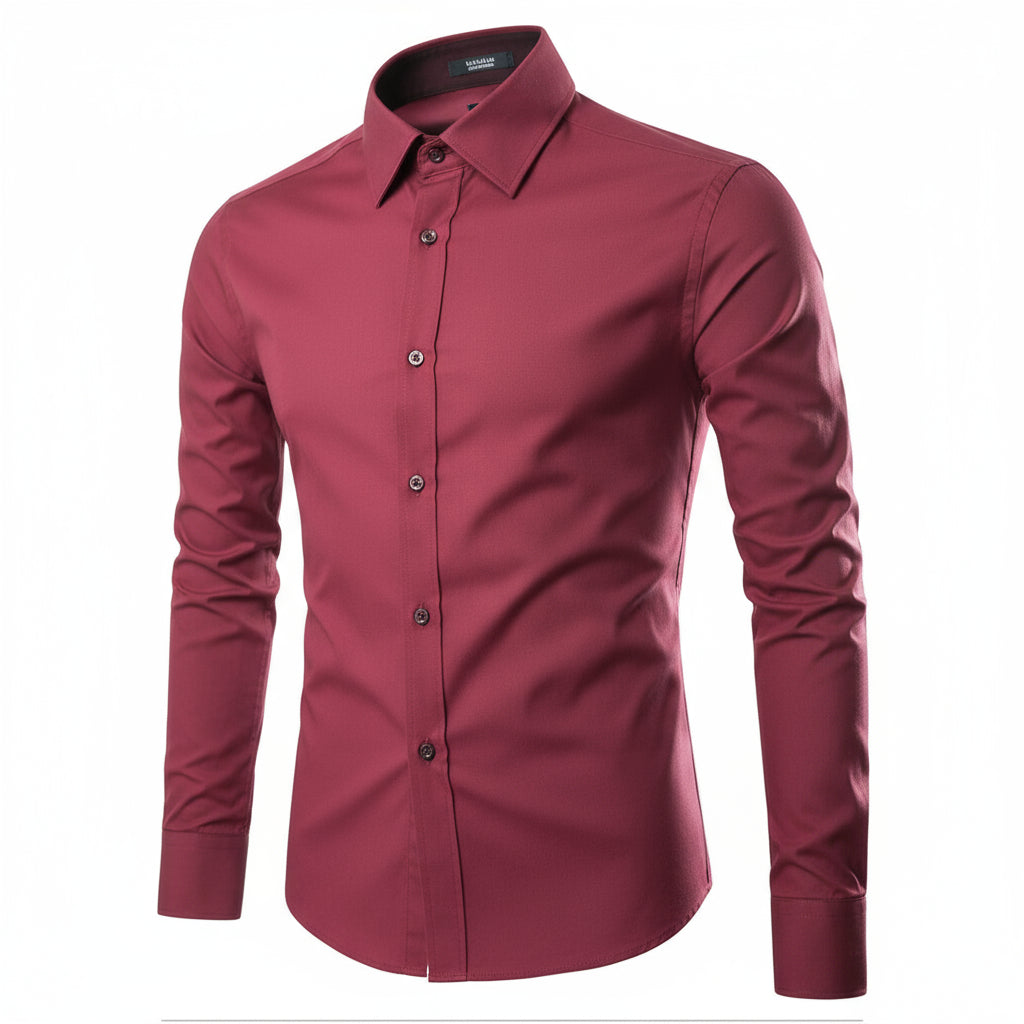 Men's Business Formal Plaid Shirt - Long Sleeve Gentleman Lapel Collar