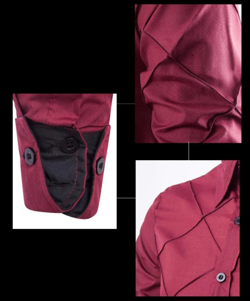 Men's Business Formal Plaid Shirt - Long Sleeve Gentleman Lapel Collar