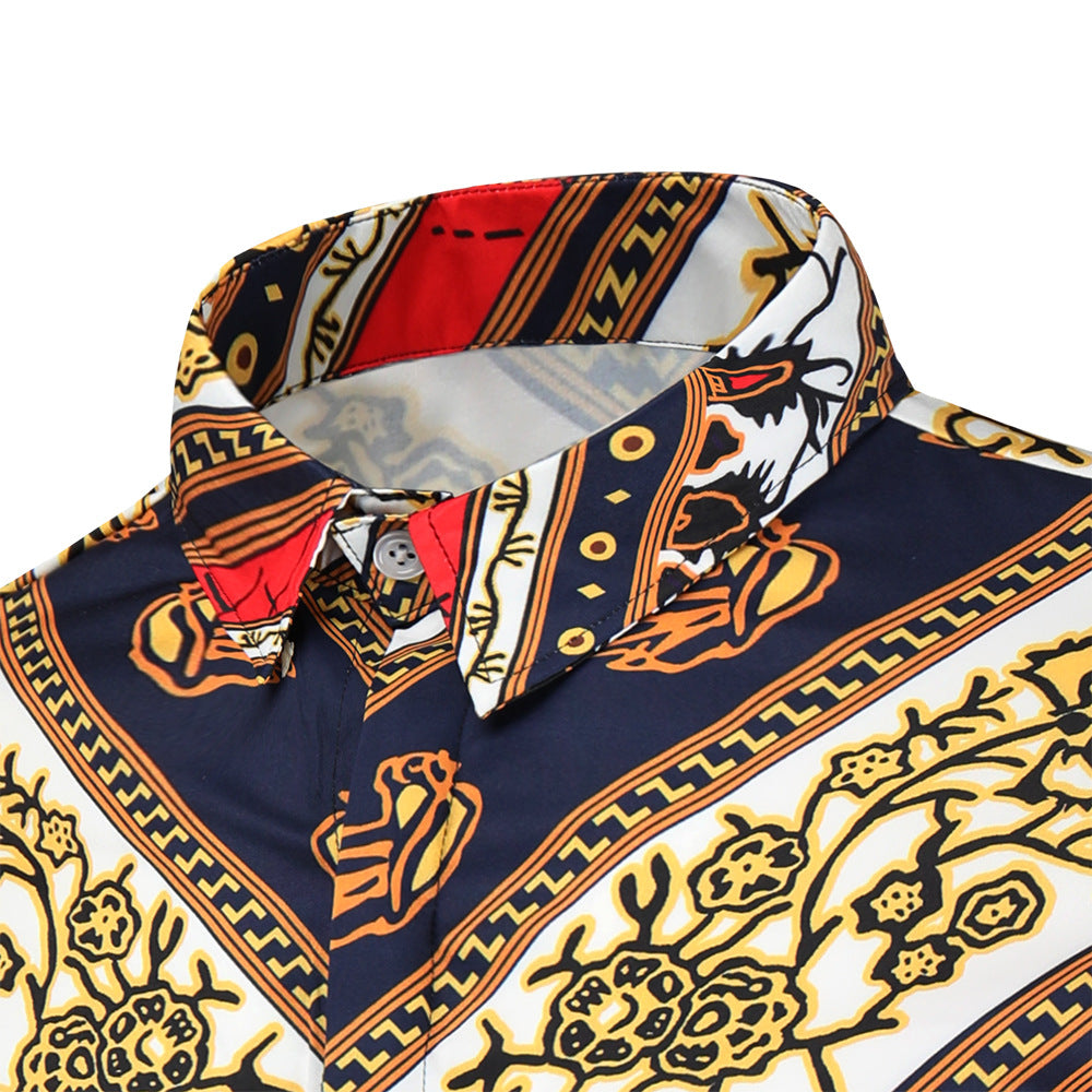 Men's 3D Digital Print Shirt - Long Sleeve Fashion Plus Size