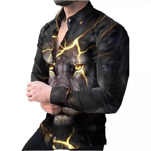 Men's Color Block Print Shirt - Long Sleeve Casual Shirt 2025