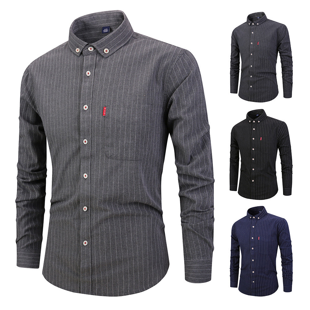 Casual slim fit striped button down