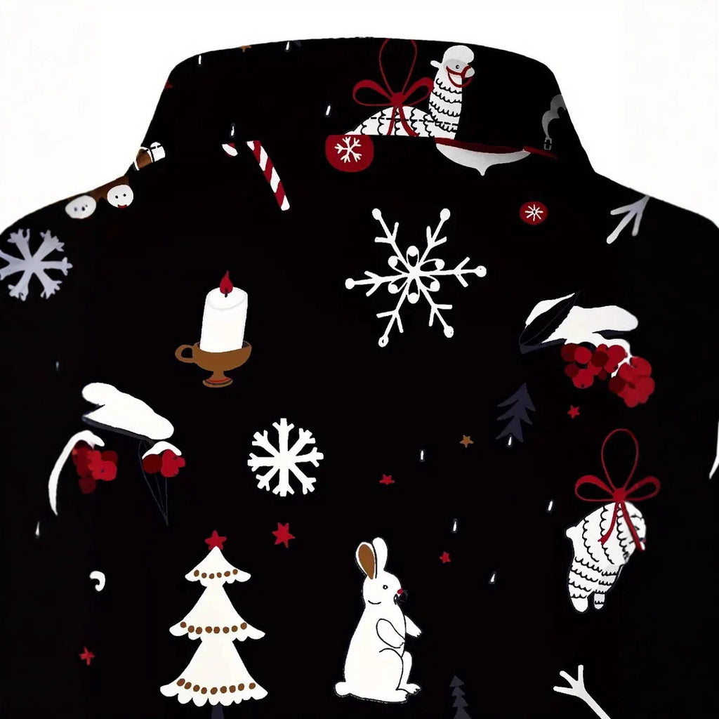 Men's 3D Digital Floral Print Shirt - Long Sleeve Casual Shirt