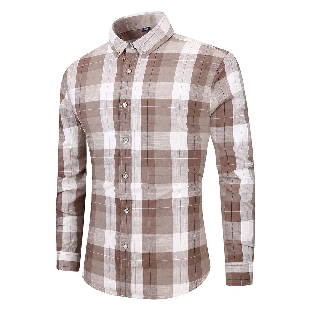 Men's yellow plaid dress shirt