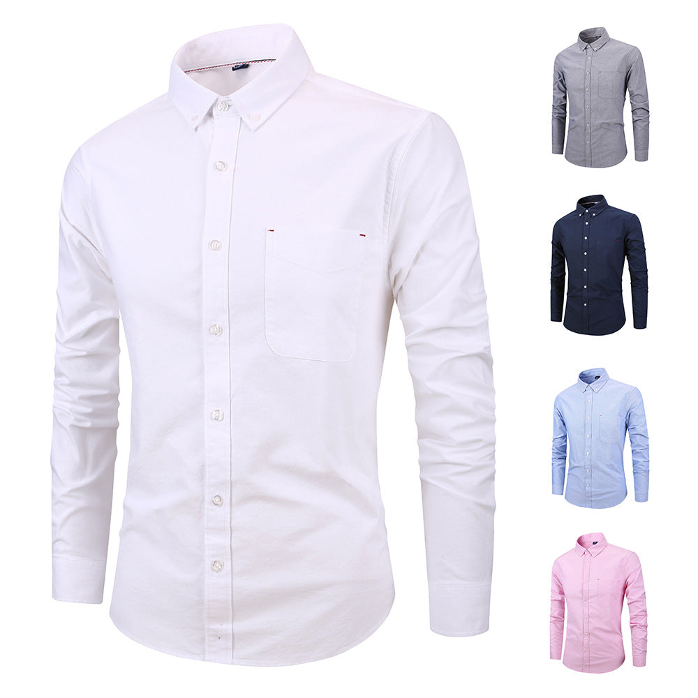 Men's Oxford Slim Fit Dress Shirt - Long Sleeve Solid Color Button Down