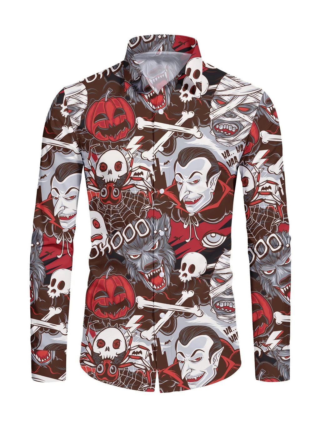 Men's Casual Lapel Collar Shirt - Long Sleeve Resort Style Shirt