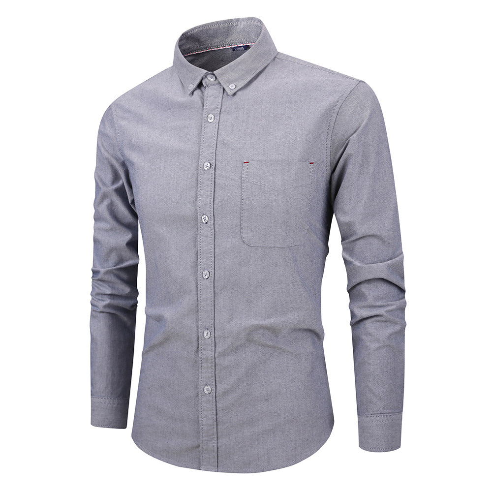 Men's Oxford Slim Fit Dress Shirt - Long Sleeve Solid Color Button Down