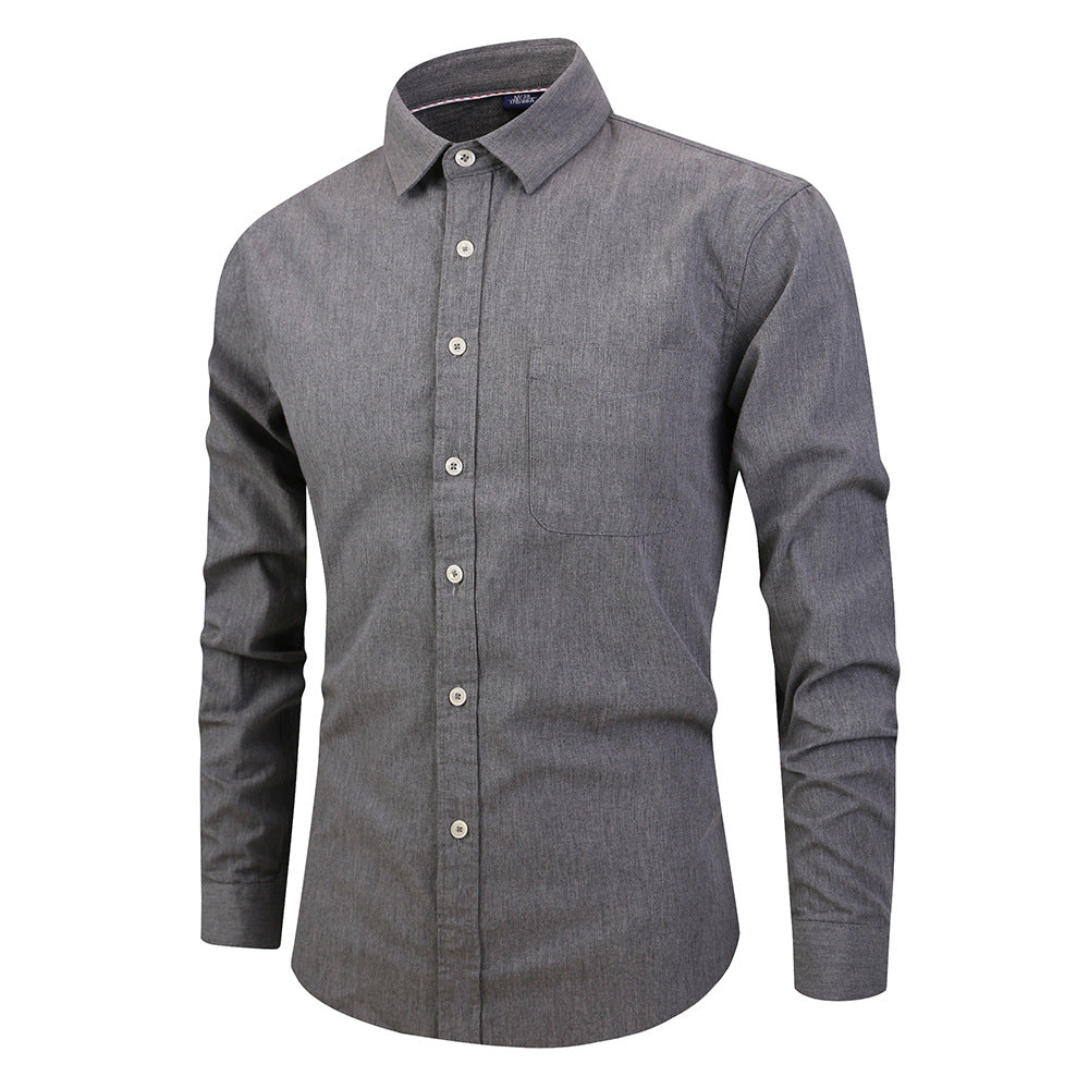 Slim fit brushed cotton shirt for men