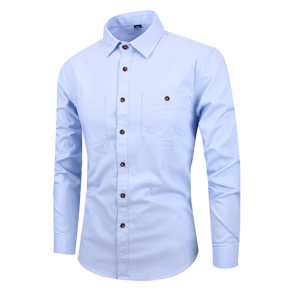 Cotton denim long sleeve shirt men