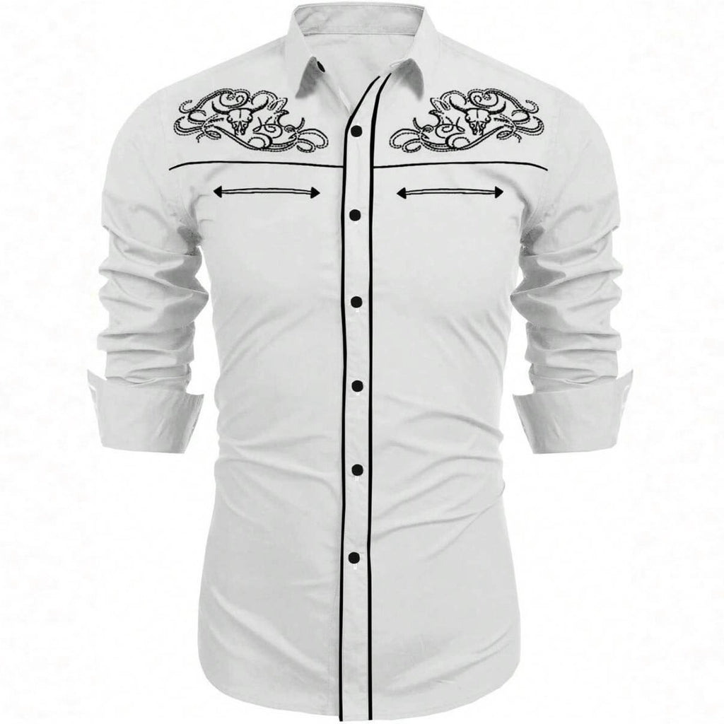 Men's Western Style Print Shirt - Long Sleeve Casual Shirt