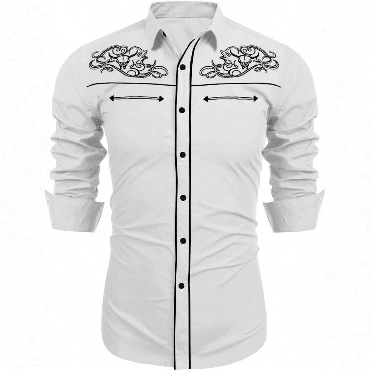 Men's Western Style Print Shirt - Long Sleeve Casual Shirt