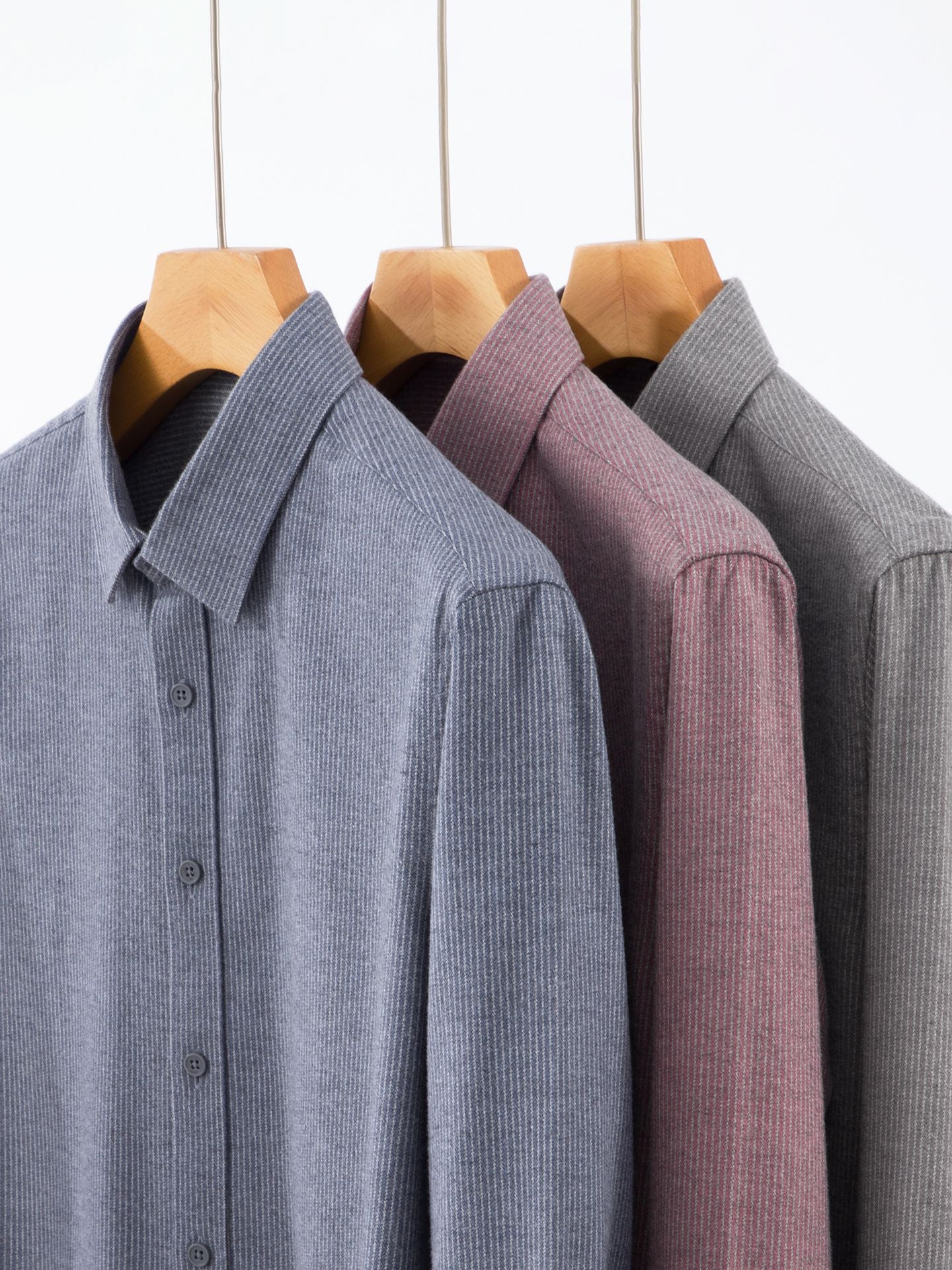 【羊毛+棉】2025秋冬季新款竖条纹长袖衬衫男衬衣休闲加厚寸衫男