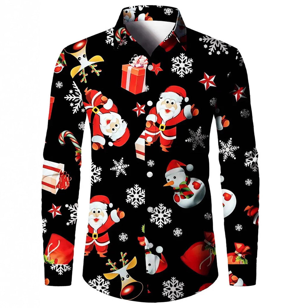 Men's 3D Digital Floral Print Shirt - Long Sleeve Casual Shirt