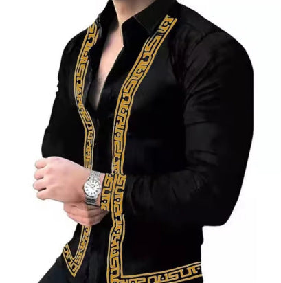 Men's Western Style Print Shirt - Long Sleeve Casual Shirt