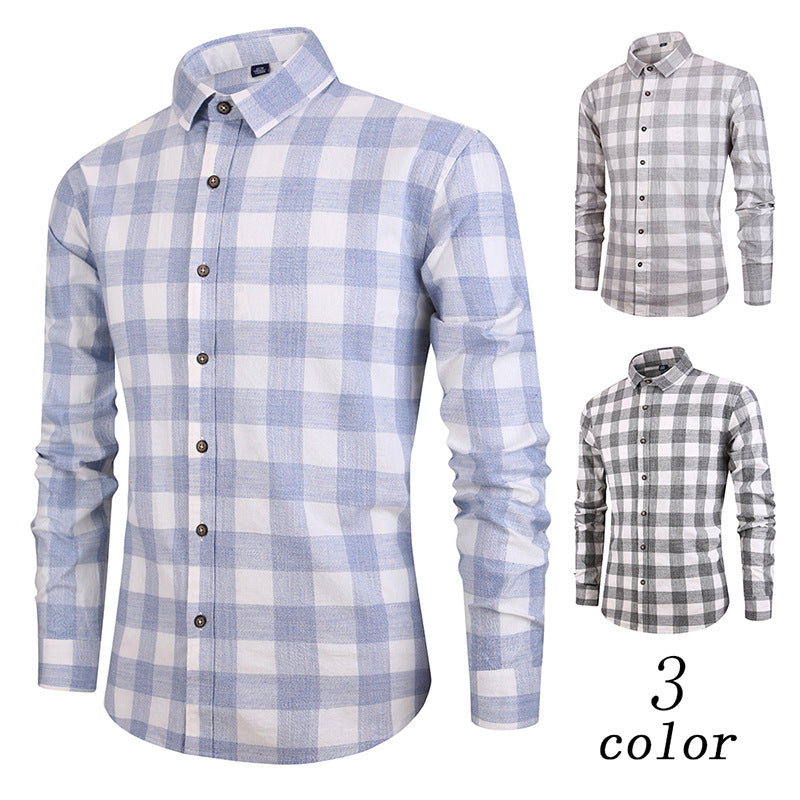 Slim fit plaid shirt dark grey men