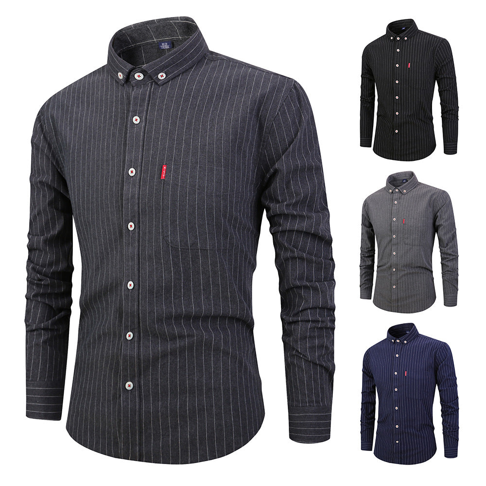 Navy striped long sleeve shirt men